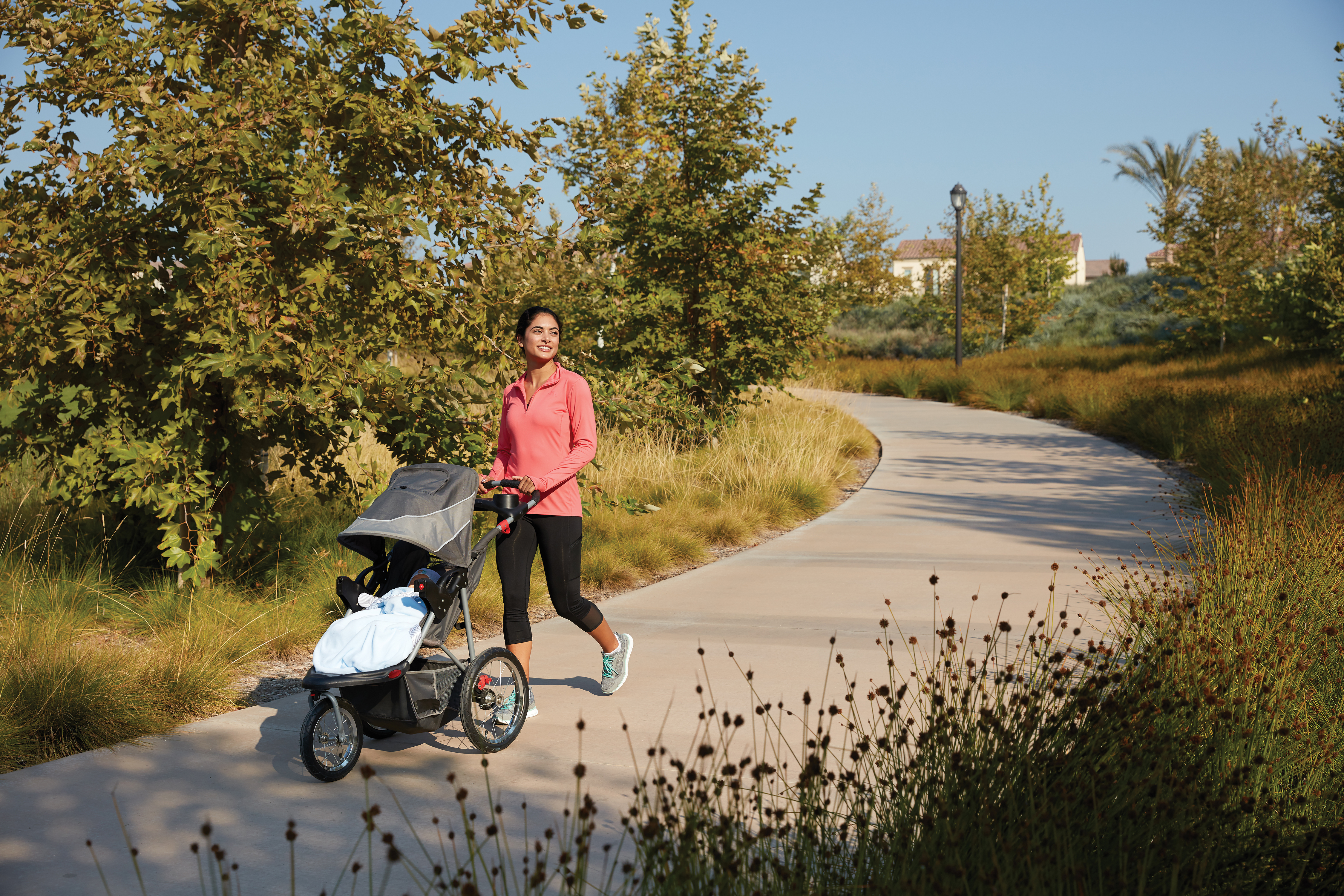 Women with Stroller Walking in Jeffery Open Space Trail